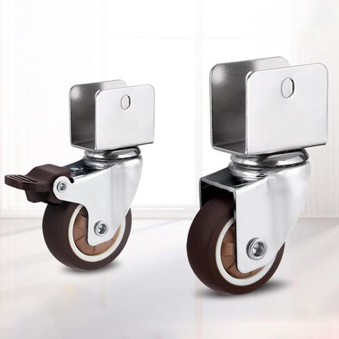 عجلات الأثاث سرير 1.5/2 بوصات عجلات صامتة ناعمة صامتة مع الفرامل 1PCs (2inch 4pcs دوارة ، U16mm) in Kuwait