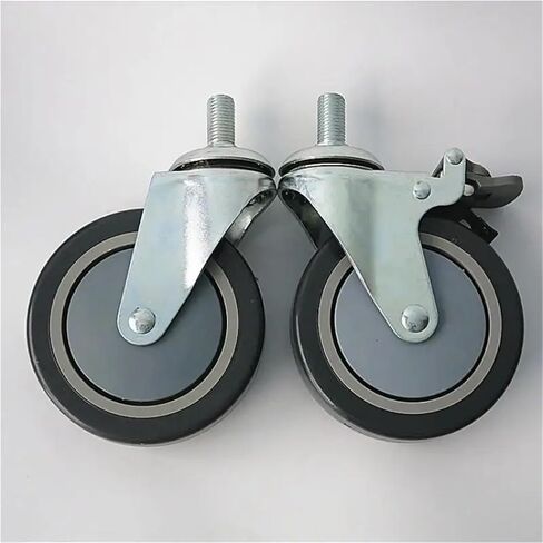 1Pcs 5 Inch M16 Screw Rod Medical Bed Stretcher Ambulance Swivel Wheels Silent Casters with Brakes(TPR-M16-Universal) in Saudi Arabia