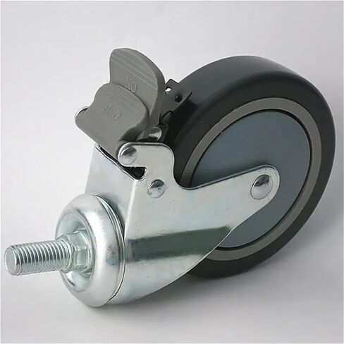1Pcs 5 Inch M16 Screw Rod Medical Bed Stretcher Ambulance Swivel Wheels Silent Casters with Brakes(TPR-M16-Universal) in Saudi Arabia