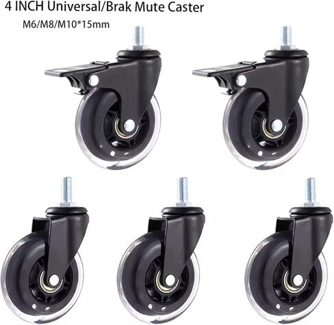 5Pcs 4 Inch M6/M8/M10 PU Screw Roller Ice Wheel Electrophoresis Entertainment Equipment(M10x15mm,Universal x 5pcs) in Saudi Arabia