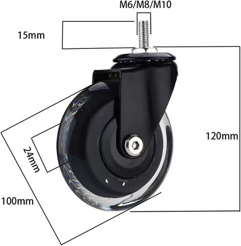 5Pcs 4 Inch M6/M8/M10 PU Screw Roller Ice Wheel Electrophoresis Entertainment Equipment(M10x15mm,Universal x 5pcs) in Saudi Arabia