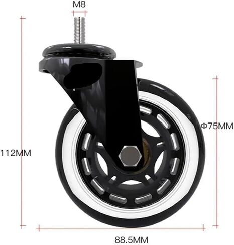 5Pcs 3 Inch M8/M10 Pu Screw Roller Ice Wheel Electrophoresis Entertainment Equipment Scooter Universal Mute Caster(M8) in Saudi Arabia