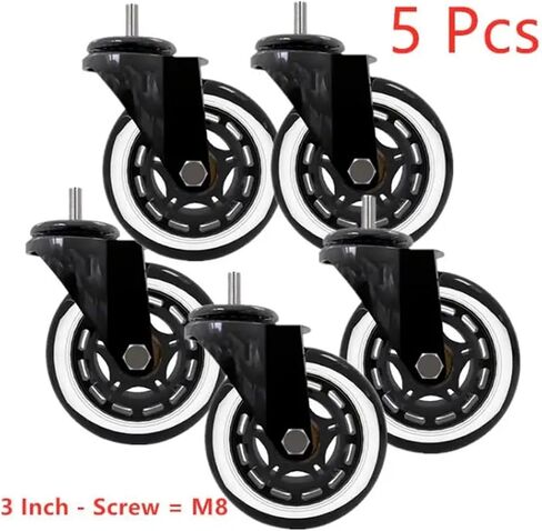 5Pcs 3 Inch M8/M10 Pu Screw Roller Ice Wheel Electrophoresis Entertainment Equipment Scooter Universal Mute Caster(M8) in Saudi Arabia