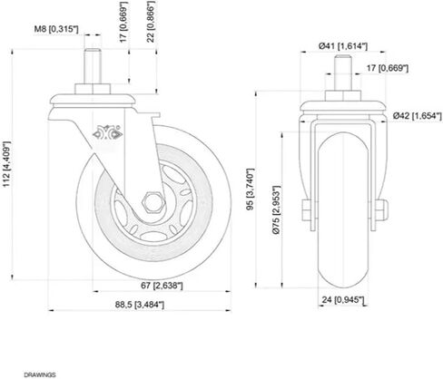 5Pcs 3 Inch M8/M10 Pu Screw Roller Ice Wheel Electrophoresis Entertainment Equipment Scooter Universal Mute Caster(M8) in Saudi Arabia