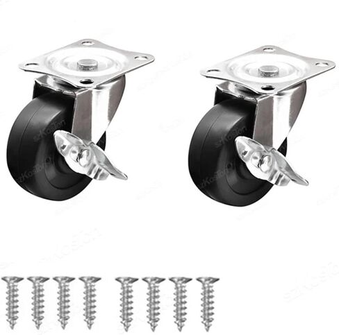 2/4Pcs 1/1.25/2 Inch PVC Furniture Casters Mute Universal Heavy Trolley Wheels 360 Degrees(2pcs-No Brake,1.5 inch) in Saudi Arabia