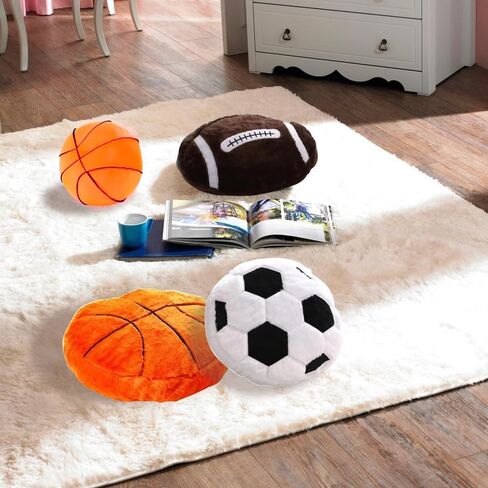 XIYUAN18inch Football Sports Pillow Plush Stuffed Sports Balls Soccer Toy Fluffy Durable Throw Pillow Cushion Sofa Room Decoration Soft Sports Toy Gift (Black/White) in Kuwait