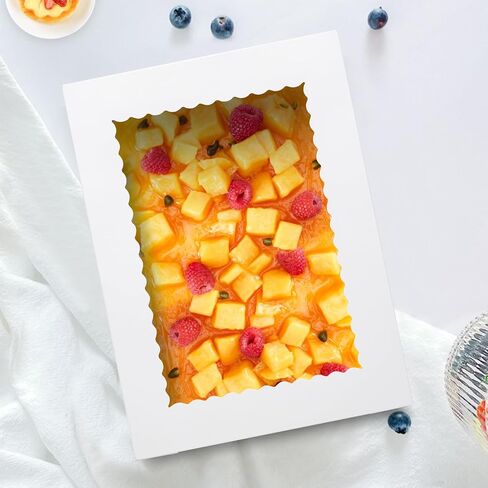 16pcs 19x14x5 صناديق كعكة نصف ورقة مع نوافذ مستطيل 1/2 صناديق مخبز من أجل كعكة الخبز المعجن in Kuwait