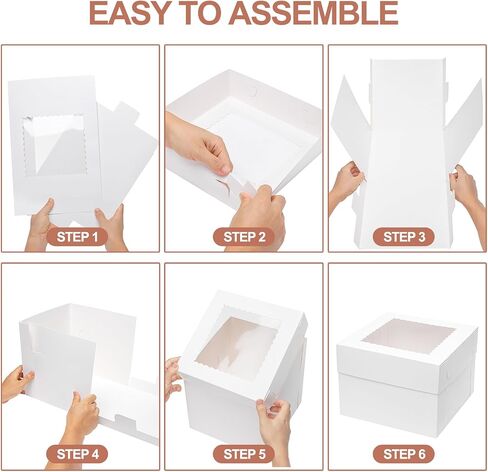 16pcs 19x14x5 صناديق كعكة نصف ورقة مع نوافذ مستطيل 1/2 صناديق مخبز من أجل كعكة الخبز المعجن in Kuwait