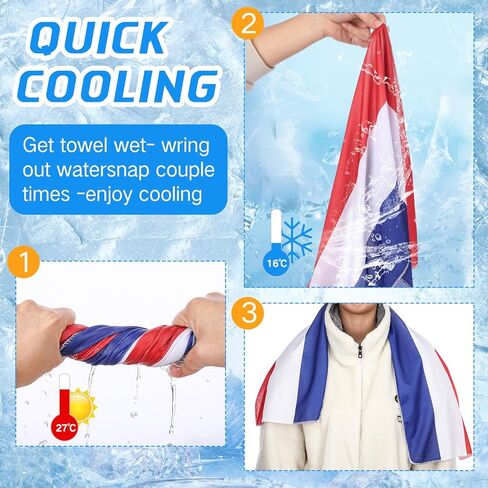 20 Pcs 4th of July Cooling Towel Bulk for Neck and Face 40 x 12 Inch Double Layer Microfiber Soft Breathable Sports Red White Blue Towels for Patriotic Independence Day Decor, Moisture Wicking Cold in Saudi Arabia