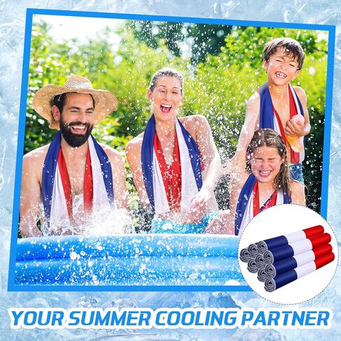 20 Pcs 4th of July Cooling Towel Bulk for Neck and Face 40 x 12 Inch Double Layer Microfiber Soft Breathable Sports Red White Blue Towels for Patriotic Independence Day Decor, Moisture Wicking Cold in Saudi Arabia