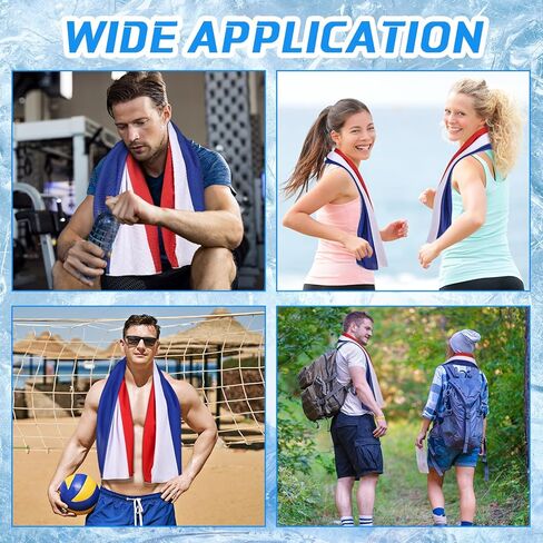 20 Pcs 4th of July Cooling Towel Bulk for Neck and Face 40 x 12 Inch Double Layer Microfiber Soft Breathable Sports Red White Blue Towels for Patriotic Independence Day Decor, Moisture Wicking Cold in Saudi Arabia