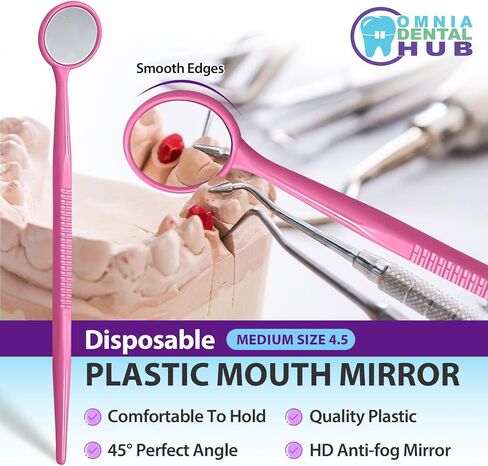 2000 PCS Dental Grade Tractable Mirrors by Omnia One | أداة طب الأسنان الفموية للأسنان مرآة زجاجية مضادة للضباب للأسنان مع مقابض مرآة الأسنان البلاستيكية in Kuwait