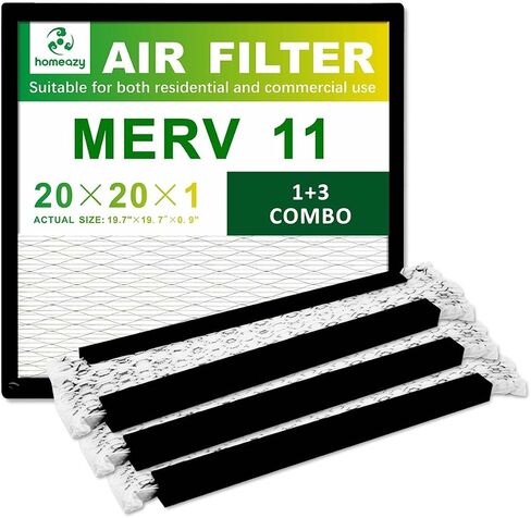20x20x1 مرشح الهواء Merv 11: House Hvac AC Furnace Air Filters استبدال - الحجم الفعلي: 19.7x19.7x0.9 بوصة - 3 مرشحات + 1 إطار in Saudi Arabia