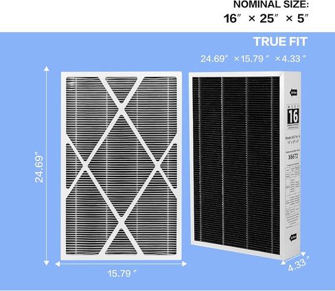 1PACK X6672 16x25x5 MEV16 مرشح متوافق مع Lennox X6672 و Lennox HCC16-28 مرشح فرن المنزل المناخي المناخي المناخي لنظام HVAC ، رقم الجزء HCF16-16 ، الحجم: 24.69*15.79*4.33 في in Kuwait