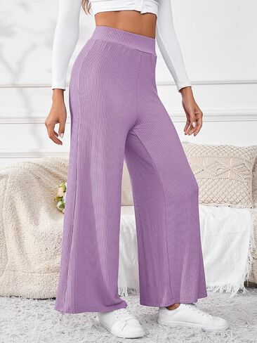 Women's High Waisted Drawstring Waist Wide Leg Solid Color Pants Sweatpants Casual Loose Yoga Pants with Pockets in Kuwait