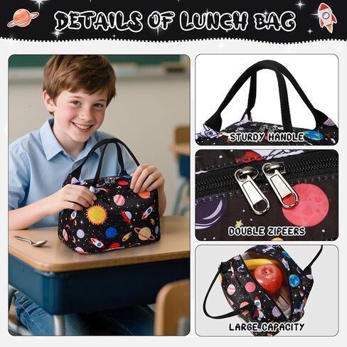 Car Space Theme Backpack Set for Boys,Kids Large Capacity Schoolbag,Lightweight Water Resistant Bookbag with Lunch Box and Pencil Case,Nylon Side Pocket in Saudi Arabia