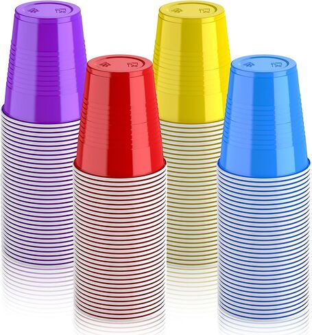 Lilymicky 200 Pack 12 oz Disposable Plastic Cups, Assorted Color Plastic Party Cups for Parties, Events, Game and BBQ in Saudi Arabia