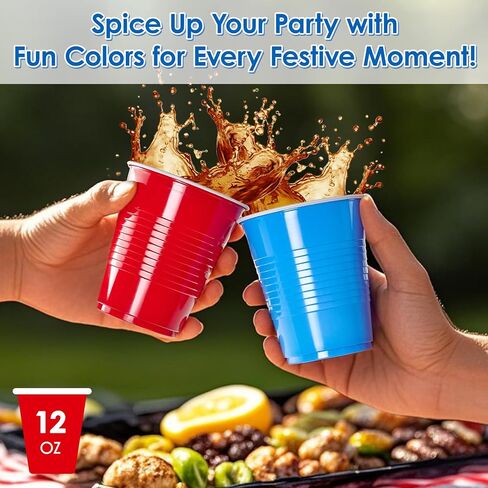 Lilymicky 200 Pack 12 oz Disposable Plastic Cups, Assorted Color Plastic Party Cups for Parties, Events, Game and BBQ in Saudi Arabia