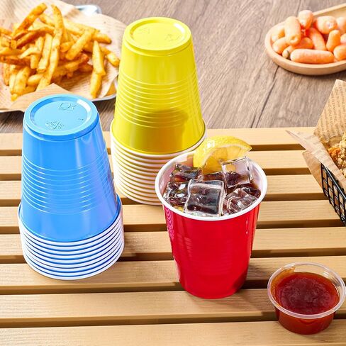Lilymicky 200 Pack 12 oz Disposable Plastic Cups, Assorted Color Plastic Party Cups for Parties, Events, Game and BBQ in Saudi Arabia