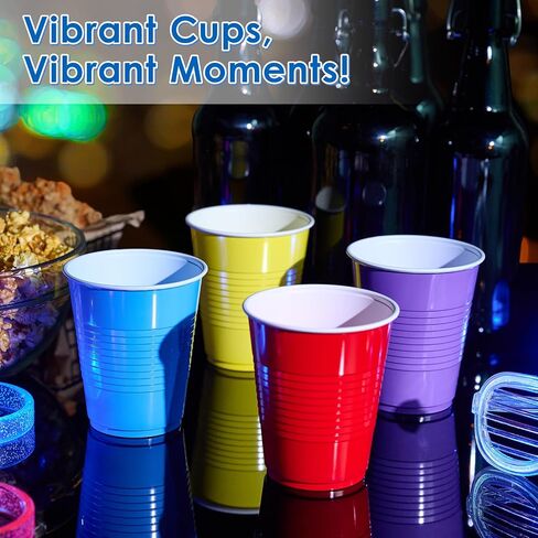 Lilymicky 200 Pack 12 oz Disposable Plastic Cups, Assorted Color Plastic Party Cups for Parties, Events, Game and BBQ in Saudi Arabia