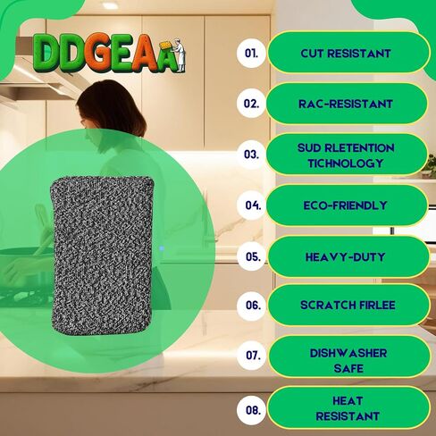 Heavy - Duty Kitchen Sponge - 20 Times More Durable, Scratch Free, Suitable for Non Stick Cookware Cut Resistant, Multi - Purpose Cleaning Supplies for Home, Bathroom (2 Pack Grey) in Saudi Arabia