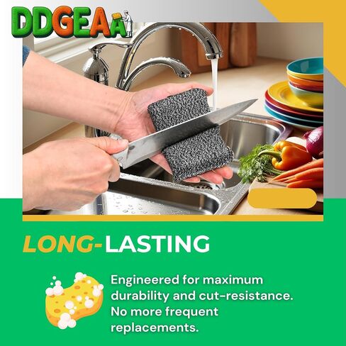 Heavy - Duty Kitchen Sponge - 20 Times More Durable, Scratch Free, Suitable for Non Stick Cookware Cut Resistant, Multi - Purpose Cleaning Supplies for Home, Bathroom (2 Pack Grey) in Saudi Arabia