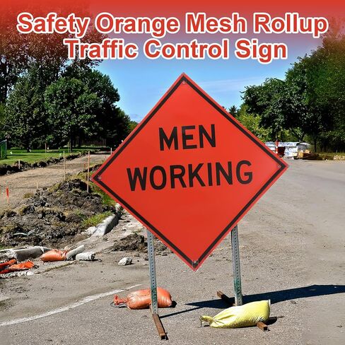 36 "× 36" MUTCD TTC الأمان المتوافقة مع شبكة برتقالية ، علامة التحكم في حركة مرور Rollup غير انعكاسي فينيل البرتقالي "الرجال الذين يعملون" علامة معدنية ، الأضلاع المتقاطعة من الألياف الزجاجية لمدة 36 " in Saudi Arabia