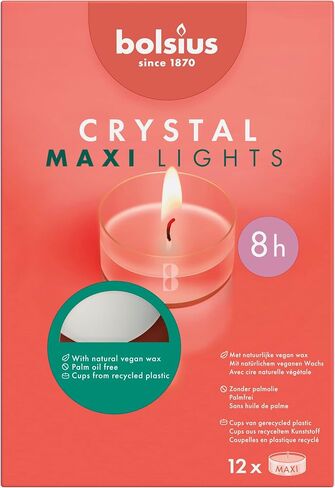 Bolsius Tealight Candles - Clear Cup - White - Box of 24 Transparent Tealights - Long Burning Time of 6 Hours - Interior Decoration - Unscented - Smokeless - Includes Natural Vegan Wax - No Palm Oil in Saudi Arabia