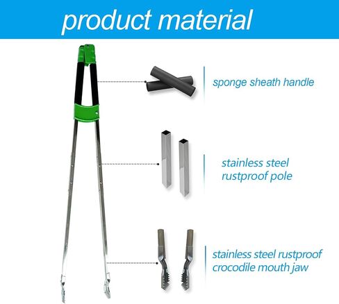 35 '' Long Grabber Reacher Tool Huchice Duty ، trash picker apper apper ، marbage ake up sticks ، 5.7 '' تم اختبار الفم التمساح ليقبض على ما يصل إلى 6 رطل من الطوب ، وجسم من الفولاذ المقاوم للصدأ ، ومقبض قبضة ناعمة in Saudi Arabia
