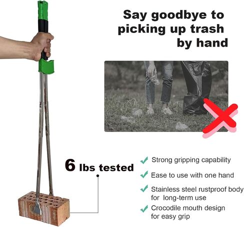 35 '' Long Grabber Reacher Tool Huchice Duty ، trash picker apper apper ، marbage ake up sticks ، 5.7 '' تم اختبار الفم التمساح ليقبض على ما يصل إلى 6 رطل من الطوب ، وجسم من الفولاذ المقاوم للصدأ ، ومقبض قبضة ناعمة in Saudi Arabia