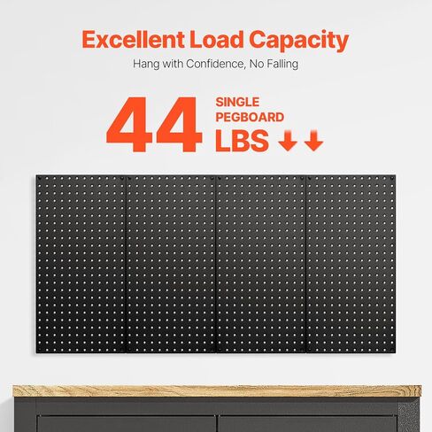 VEVOR Metal Pegboard Panels, 24" x 12" Pegboard, 4 Panels, Heavy Duty Steel Peg Board Wall Organizer, for Living Room Garage Tool Storage Workbench Office Organization Craft Room Kitchen Home, Black in Saudi Arabia