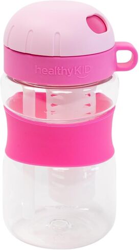 صحة طفل زجاجة ماء فاكهة الفاكهة. 10oz BPA خالية من تريتان. سلة ضخ ممتعة للفواكه مع مطابقة Muddler والوصفات. غطاء المسمار المقاوم للتسرب مع كوب القش سهلة. (أزرق) in Saudi Arabia