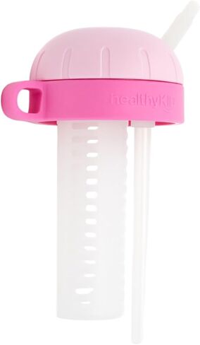 صحة طفل زجاجة ماء فاكهة الفاكهة. 10oz BPA خالية من تريتان. سلة ضخ ممتعة للفواكه مع مطابقة Muddler والوصفات. غطاء المسمار المقاوم للتسرب مع كوب القش سهلة. (أزرق) in Saudi Arabia