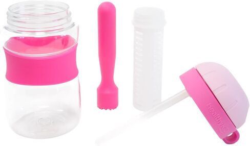 صحة طفل زجاجة ماء فاكهة الفاكهة. 10oz BPA خالية من تريتان. سلة ضخ ممتعة للفواكه مع مطابقة Muddler والوصفات. غطاء المسمار المقاوم للتسرب مع كوب القش سهلة. (أزرق) in Saudi Arabia