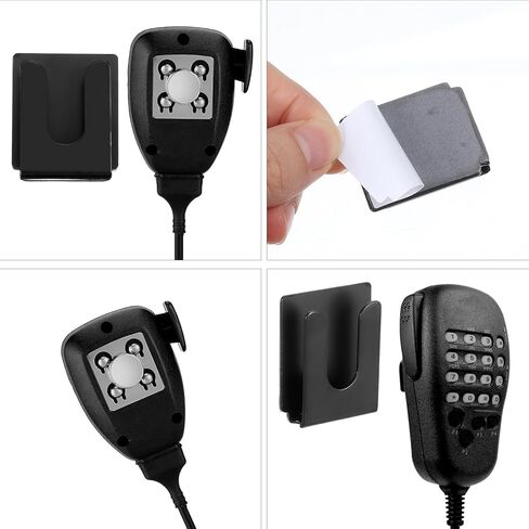 4pcs CB MIC حامل ، حارس مربعة ميكروفون راديو CB ، شماعات الميكروفون مع الظهر اللاصقة ، شماعات راديو Metal Mobile أسود ، حامل السيارة المحمولة العالمي للميكروفونات يناسب السيارات (1.4 × 1.1 بوصة) in Kuwait