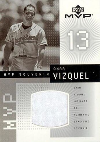 Autograph Warehouse 343281 Omar Vizquel Player Worn Jersey Patch Baseball Card - Cleveland Indians 2002 Upper Deck MVP No. J-OV in Saudi Arabia