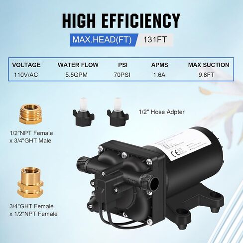 مضخة المياه RV البيئية 12volt 3.5mpm 50ppsi 12v مضخة الحجاب الحاجز الطازج مع مفتاح الضغط والتعبير الذاتي لليخوت اليخوت شاحنة طعام in Kuwait