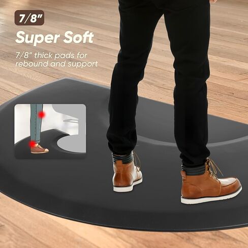 7/8" Inch Thick Barber mat for Floor, 3' x 5' Salon Chair mat, Anti-Fatigue Femicircular Hair Cutting Hairdressing Equipment in Kuwait