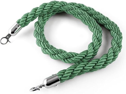 Rope Safety barriers, Queue Barrier Ropes with Gold/Silver Hooks, raided Hemp Rope for Queue Divider Crowd Control Rope Safety Barrier, Twisted Hemp Rope(Green Silver Hooks,3.3ft/100cm) in Kuwait