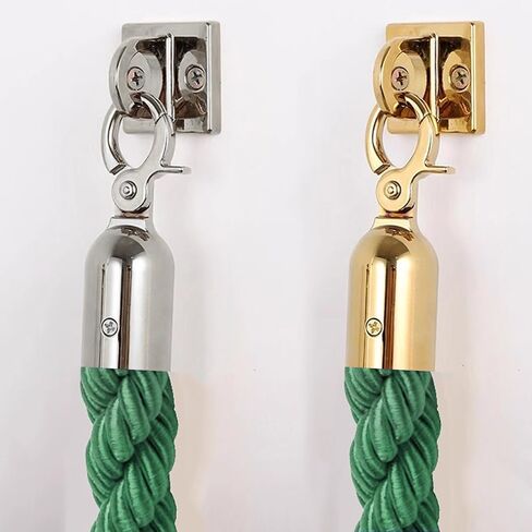 Rope Safety barriers, Queue Barrier Ropes with Gold/Silver Hooks, raided Hemp Rope for Queue Divider Crowd Control Rope Safety Barrier, Twisted Hemp Rope(Green Silver Hooks,3.3ft/100cm) in Kuwait