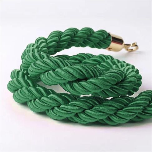Rope Safety barriers, Queue Barrier Ropes with Gold/Silver Hooks, raided Hemp Rope for Queue Divider Crowd Control Rope Safety Barrier, Twisted Hemp Rope(Green Silver Hooks,3.3ft/100cm) in Kuwait
