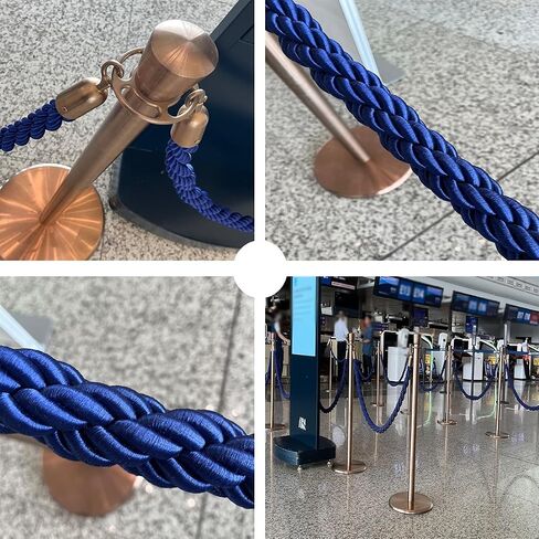 Rope Safety barriers, Queue Barrier Ropes with Gold/Silver Hooks, raided Hemp Rope for Queue Divider Crowd Control Rope Safety Barrier, Twisted Hemp Rope(Green Silver Hooks,3.3ft/100cm) in Kuwait