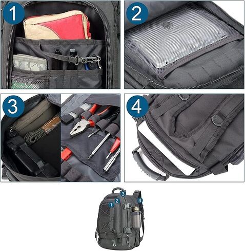 Large Tactical Backpack for Men Military Backpack with DIY System for Travel, Work,Camping,Hunting,Hiking,Sports (GREEN) in Kuwait