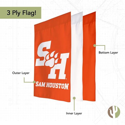 Desert Cactus Sam Sam Houston University SHSU Garden Flag - 19 × 12 بوصة Sam Houston Bearkats Banner ، للعرض في الهواء الطلق والأحداث (التصميم أ) in Kuwait