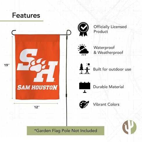Desert Cactus Sam Sam Houston University SHSU Garden Flag - 19 × 12 بوصة Sam Houston Bearkats Banner ، للعرض في الهواء الطلق والأحداث (التصميم أ) in Kuwait