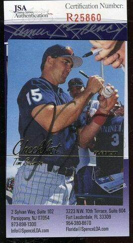 Tim Salmon 1997 Fleer Jsa Coa Hand Signed Authentic Autographed Angels - Baseball Slabbed Autographed Cards in Saudi Arabia