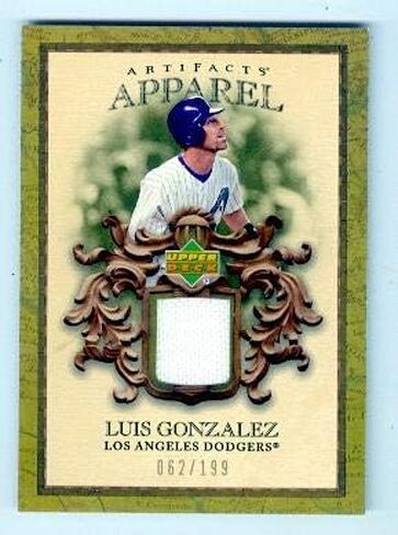 Autograph Warehouse 343634 Luis Gonzalez Player Worn Jersey Patch Baseball Card - Arizona Diamondbacks Dodgers 67 2007 Upper Deck No. MLBLG Apparel Artifacts Limited 62 of 199 in Saudi Arabia