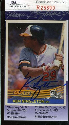 Ken Singleton JSA Coa تم توقيعه 1984 Donruss أصيلة توقيع اليد - بطاقات موقعة للبيسبول in Saudi Arabia