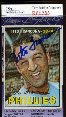 Tito Francona 1967 Topps JSA Coa ، وقعت يدويًا موقعة أصيلة فيليز - بطاقات موقعة بالبيسبول in Saudi Arabia