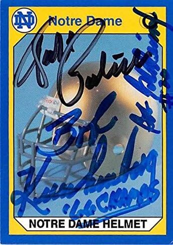 Bob Kuechenberg Bob Gladieux Walt Patulski تم توقيعه لبطاقة كرة القدم (Notre Dame Fighting Irish) 1990 College #11 - MLB Motopraged Cardsball Cards in Saudi Arabia